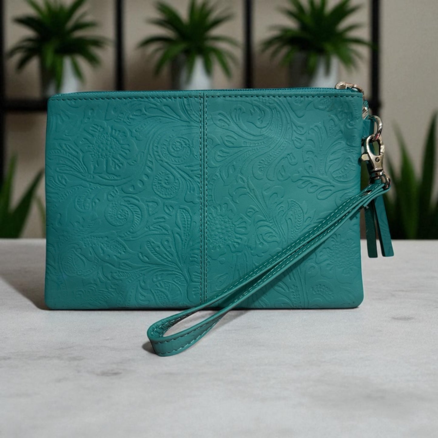 Zara Tooled Leather/Cowhide Clutch F