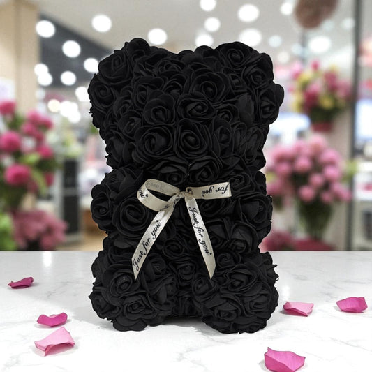 Flower Teddy Bear Black